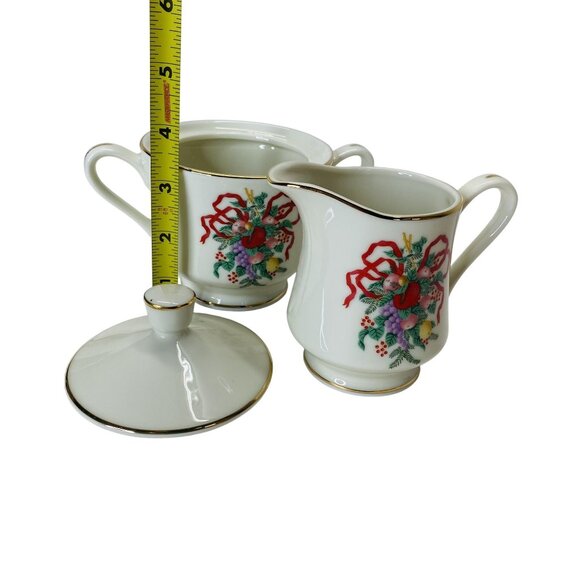 Classic Traditions Japan Christmas Creamer & Sugar Bowl Porcelain Gold Trim - Picture 8 of 8